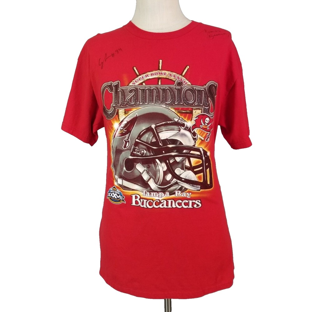 Delta Shirt Mens L Red Tampa Bay Buccaneers Super Bowl XXXVII Autographed Tee